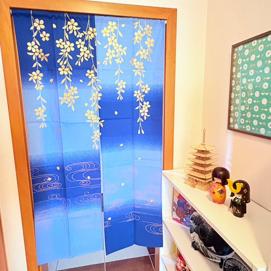 Noren závěs Zlatá sakura 85 × 150 cm | Made in Japan