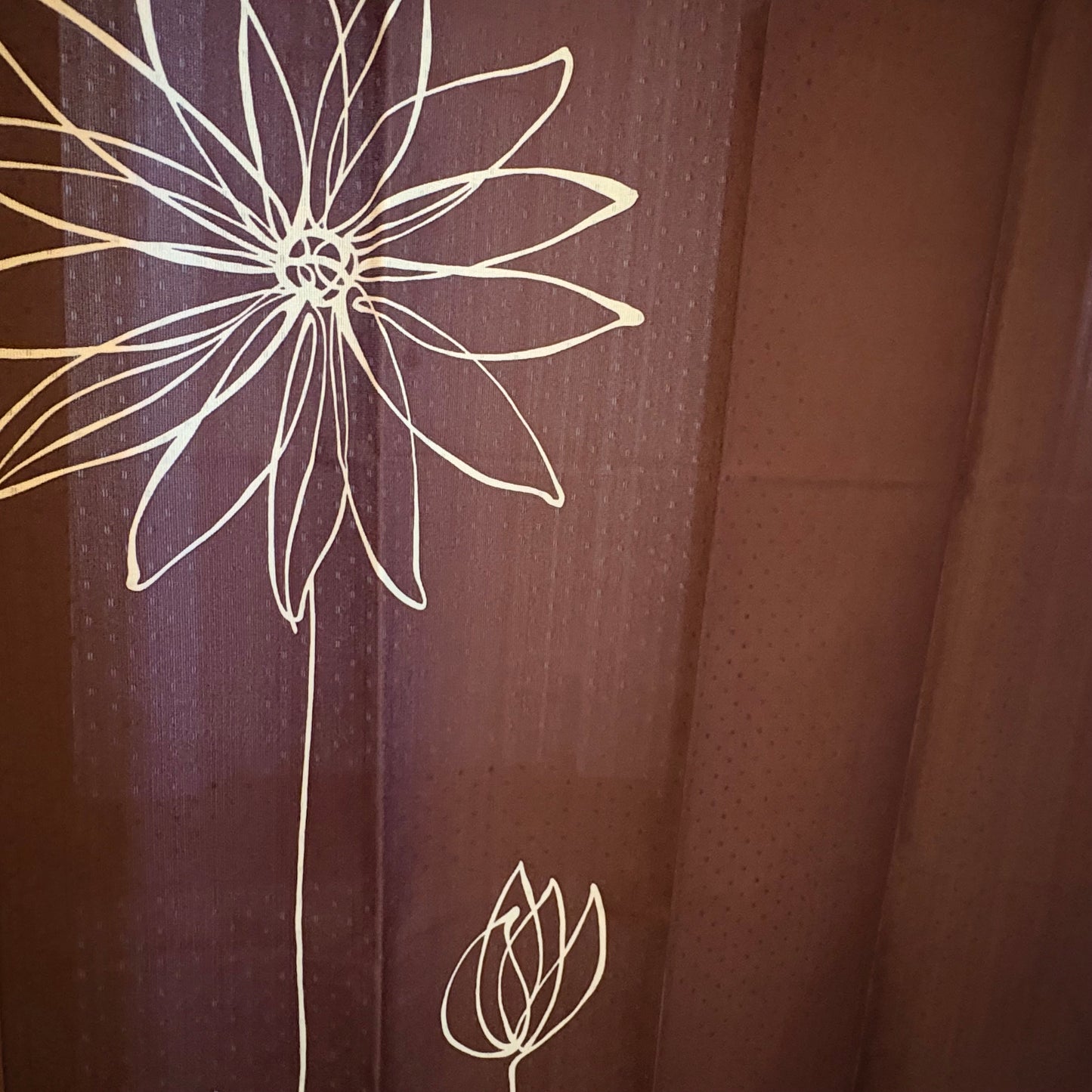 Noren závěs Line Flower hnědý 85 × 170 cm | Made in Japan