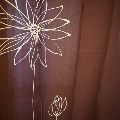 Noren závěs Line Flower hnědý 85 × 170 cm | Made in Japan