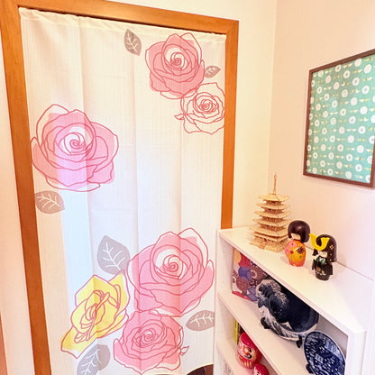 Noren závěs Line Roses 85 × 170 cm | Made in Japan