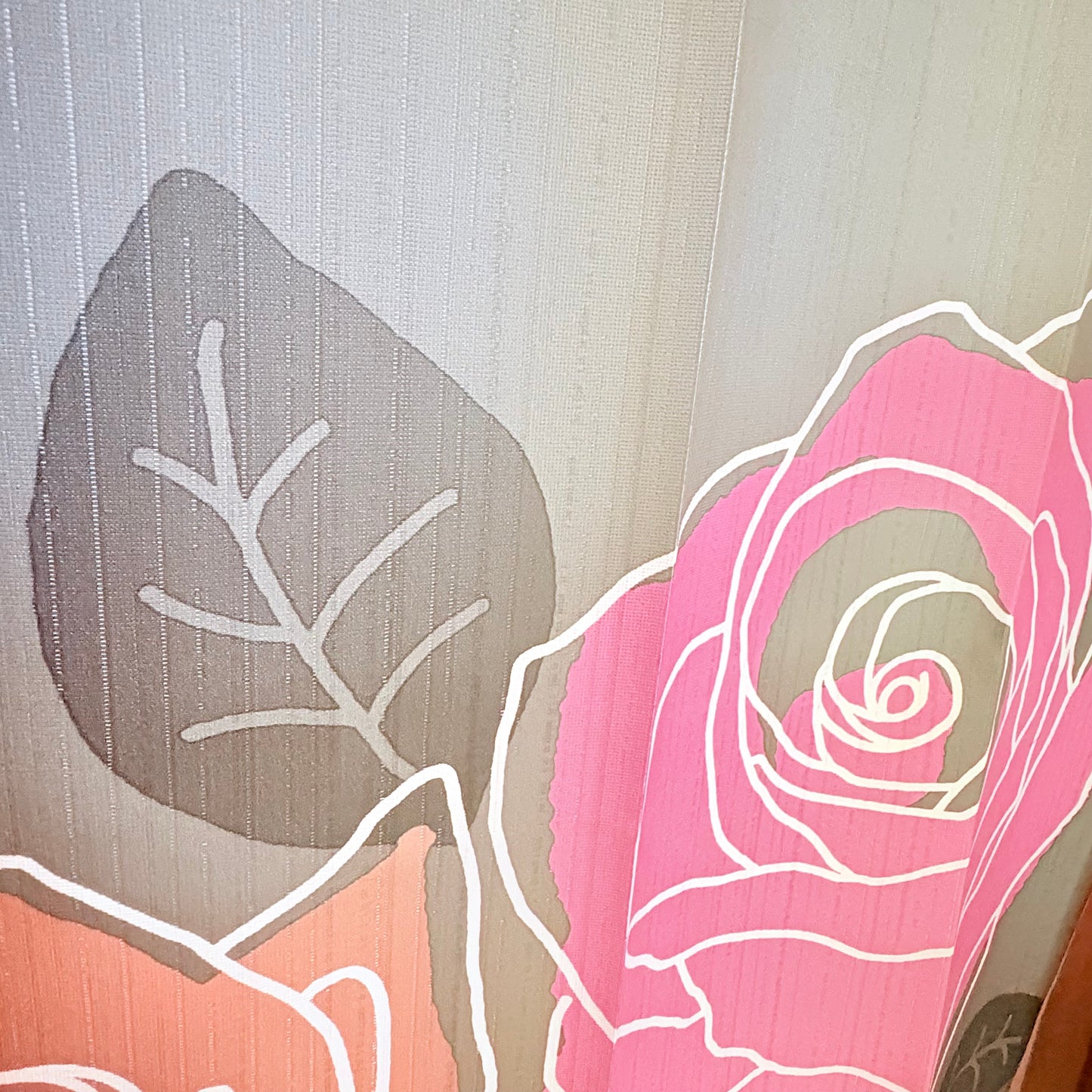 Noren závěs Line Roses černý 85 × 170 cm | Made in Japan