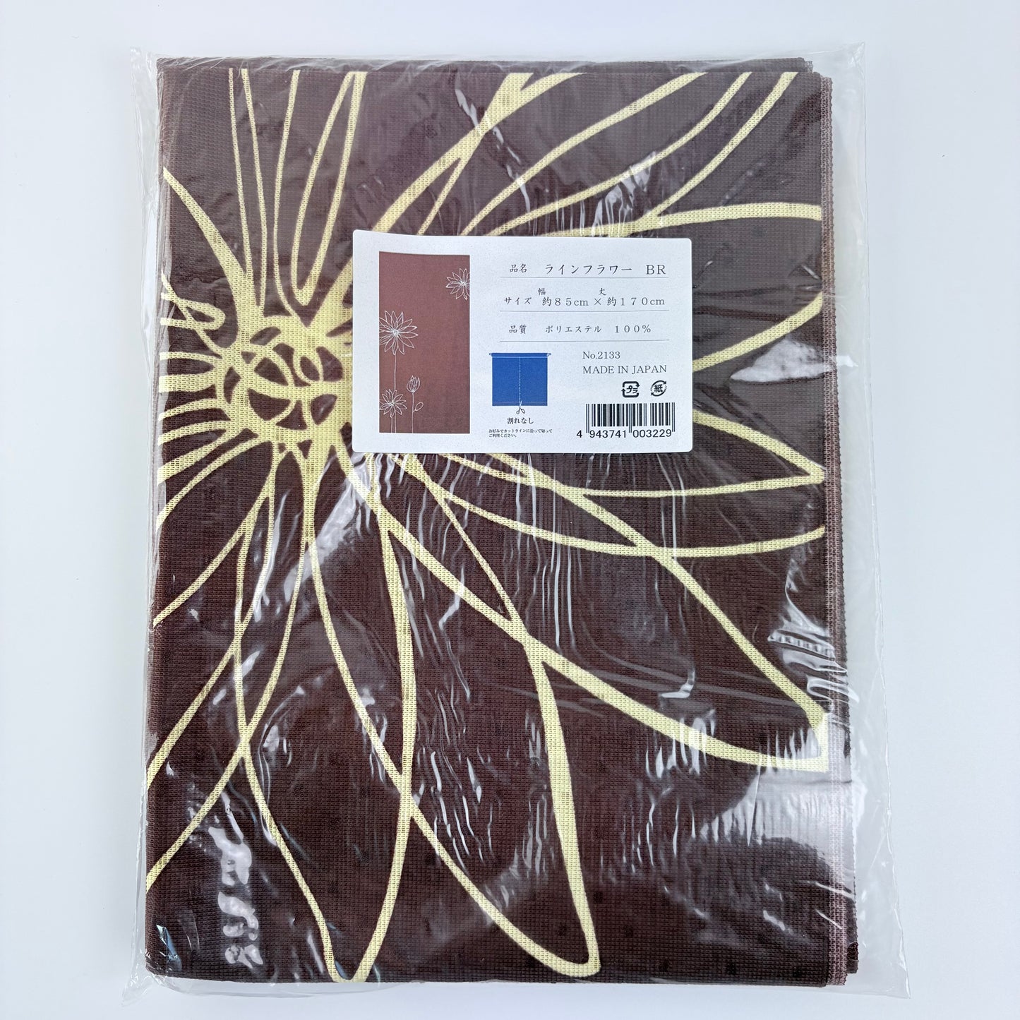 Noren závěs Line Flower hnědý 85 × 170 cm | Made in Japan
