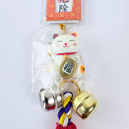 Talisman Maneki Neko se zvonečky  | Made in Japan