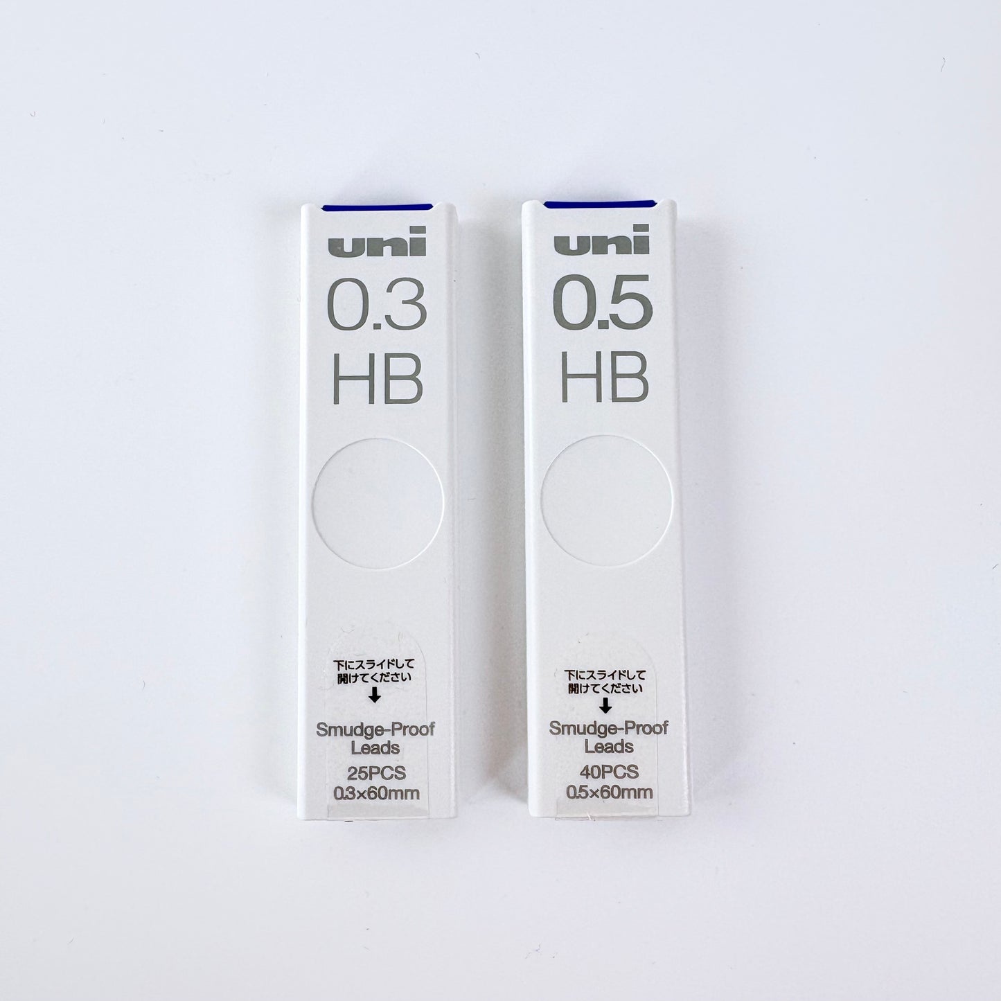 Japonské mikrotuhy Uni Smudge-Proof Leads HB | 0,3 mm a 0,5 mm