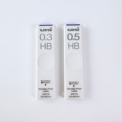 Japonské mikrotuhy Uni Smudge-Proof Leads HB | 0,3 mm a 0,5 mm