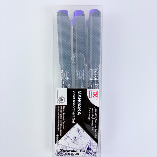 ZIG Mangaka Violet Assortment Set 3 ks | Kuretake | Made in Japan