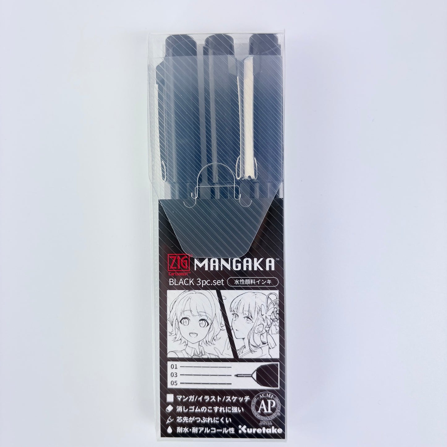 ZIG Mangaka Black 3 ks | Kuretake | Made in Japan
