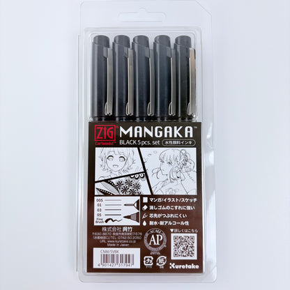 ZIG Mangaka Cartoonist Black 5 ks | Kuretake | Made in Japan
