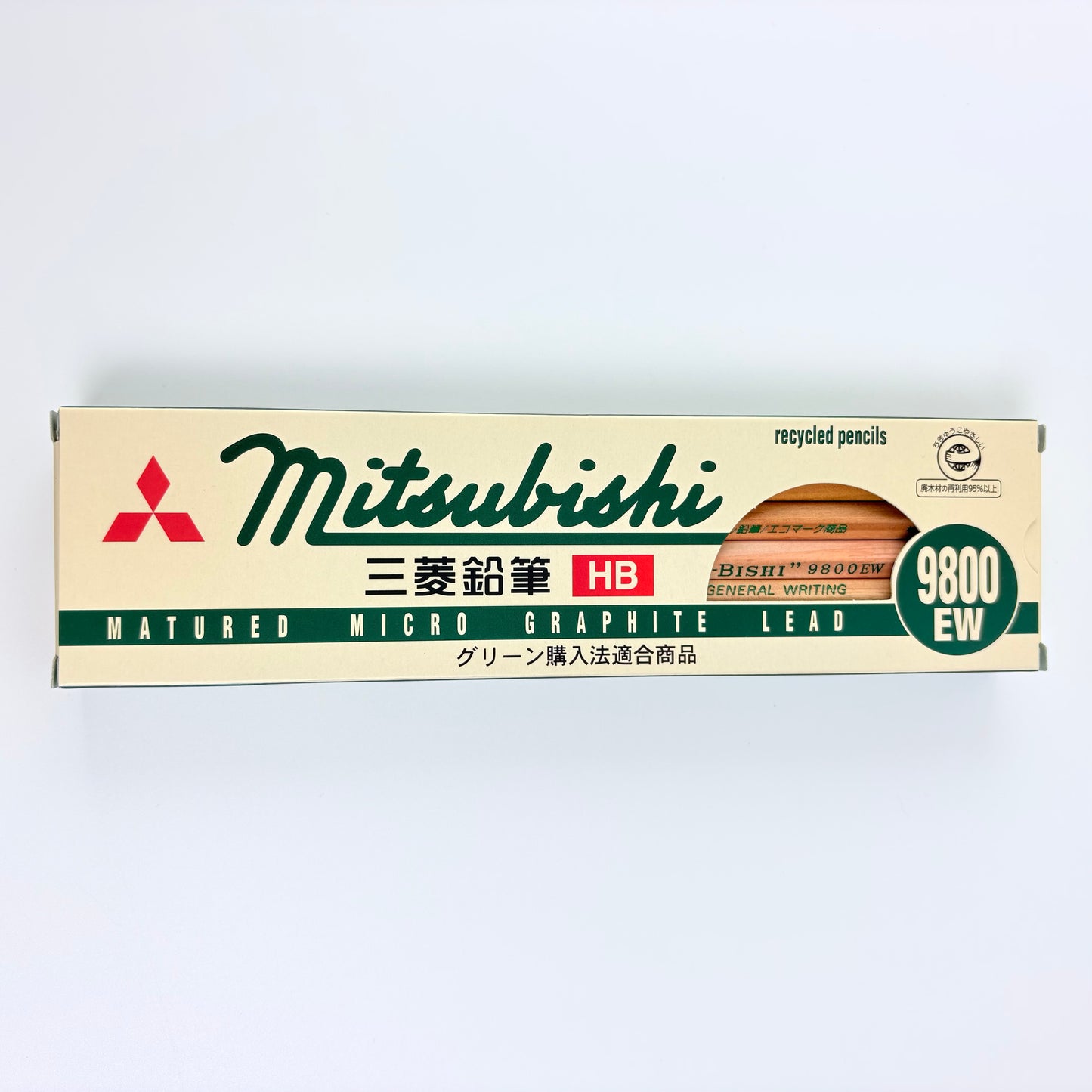 Grafitová tužka Mitsubishi 9800EW – recyklované dřevo | Made in Japan