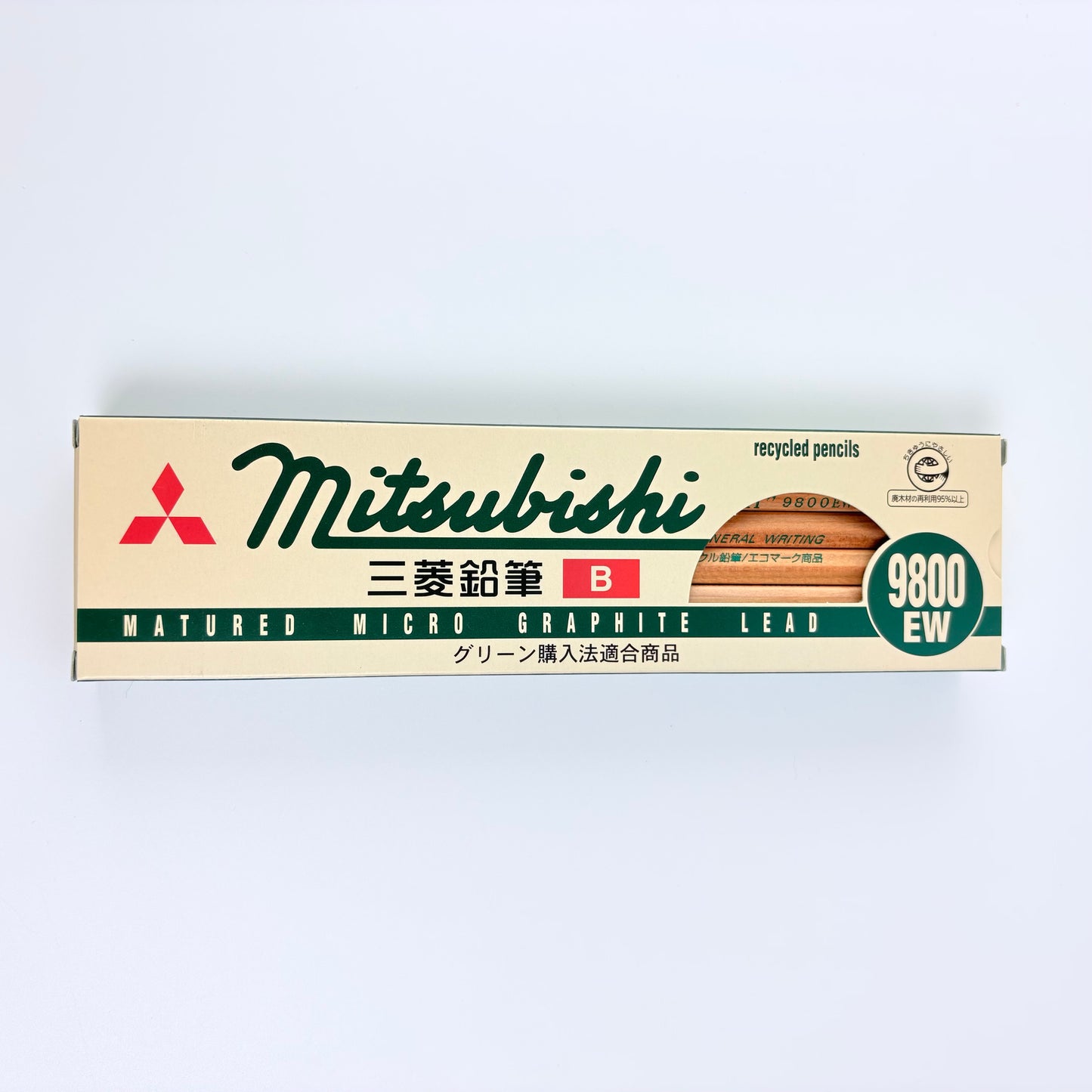 Grafitová tužka Mitsubishi 9800EW – recyklované dřevo | Made in Japan