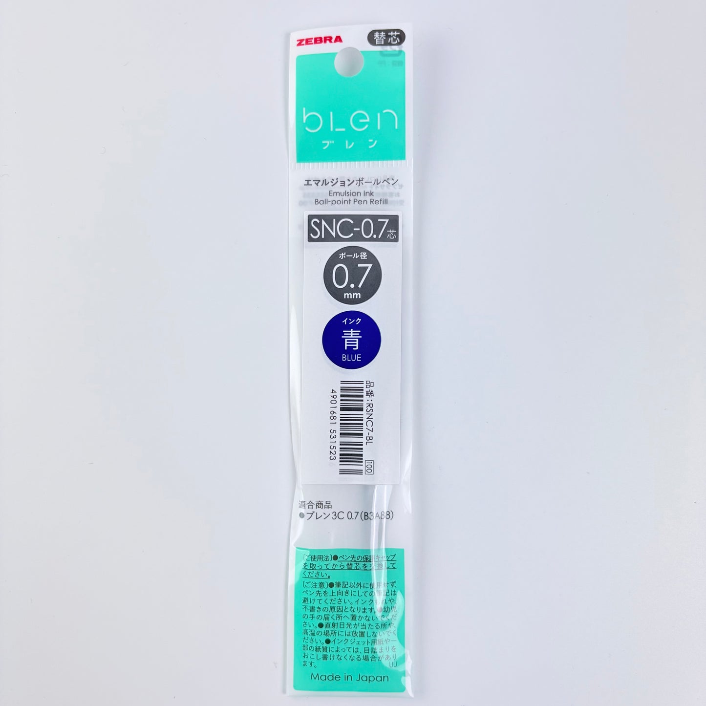 Náhradní náplň do pera ZEBRA bLen SNC-0.7 modrá | Made in Japan