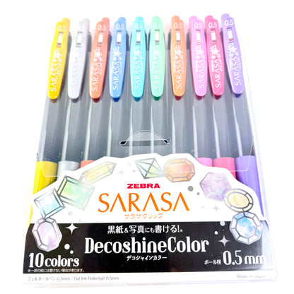 Gelová pera ZEBRA SARASA Clip Decoshine Color 10 ks 0,5 mm | Made in Japan