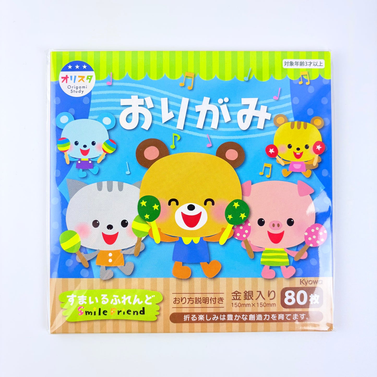 Origami papíry Kyowa Smile Friend 80 ks 15 × 15 cm | Made in Japan