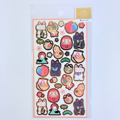 Dekorační samolepky Made in Japan – maneki neko, daruma a talismany štěstí