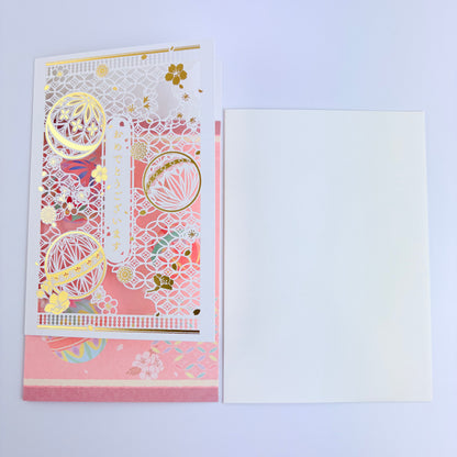 Japonské gratulační přání Cherry Blossom Temari | laser cut | Made in Japan