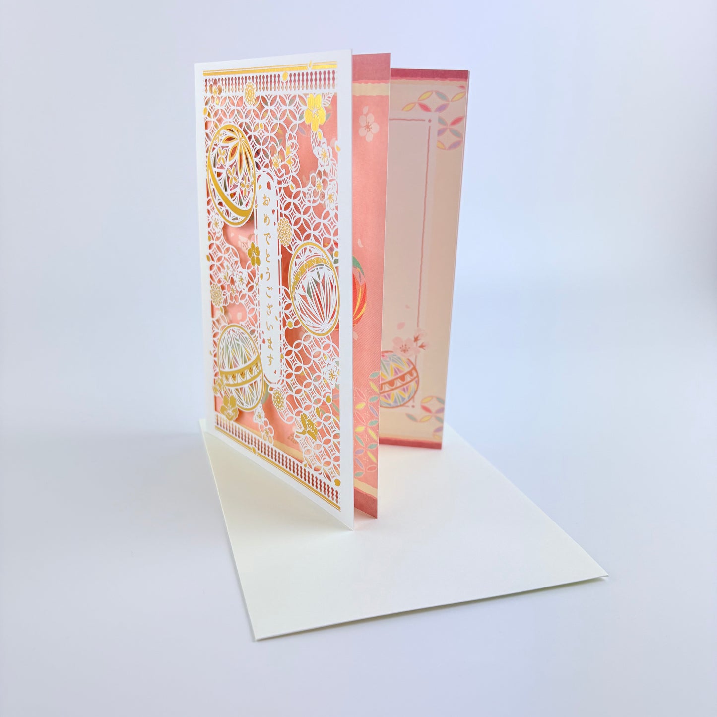 Japonské gratulační přání Cherry Blossom Temari | laser cut | Made in Japan