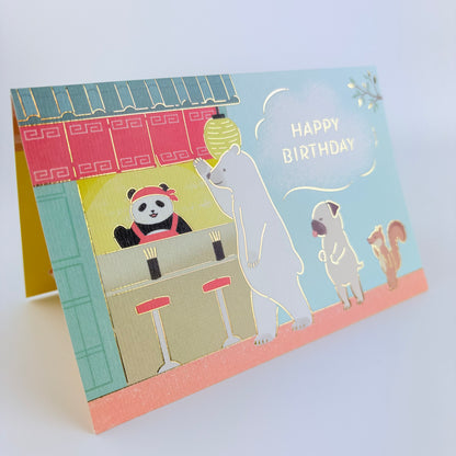 Japonské narozeninové přání Happy Birthday – Animal Ramen | 3D | Made in Japan