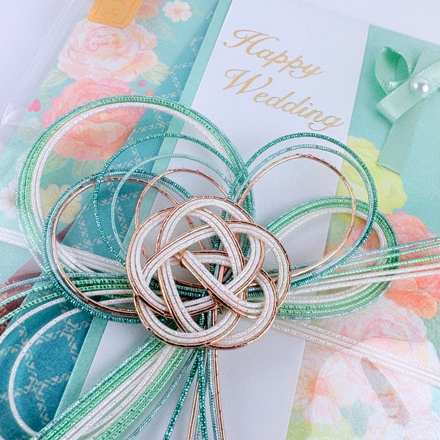 Japonská svatební obálka na peněžní dar Happy Wedding | mizuhiki dekorace