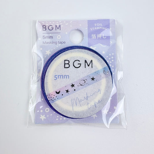 Washi páska BGM – Vesmír s fóliovým zdobením, 5 mm × 5 m