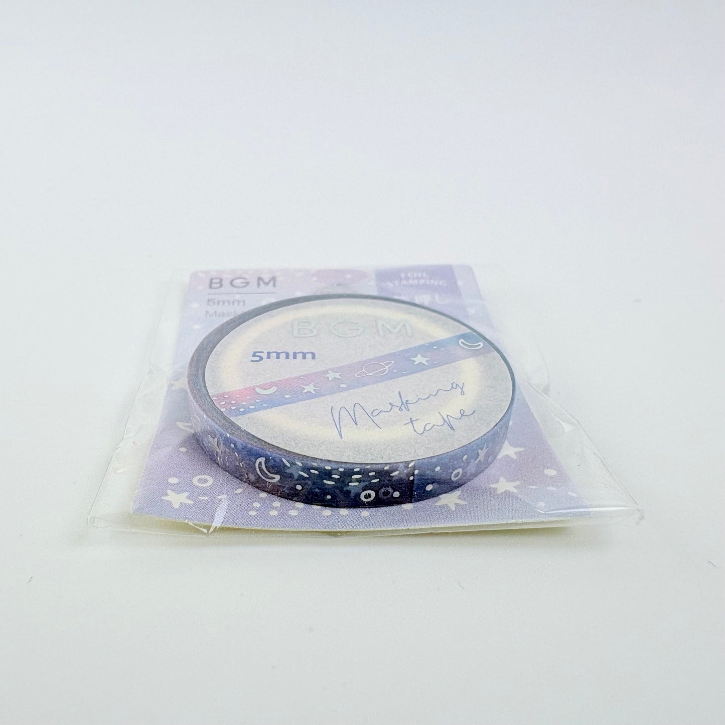 Washi páska BGM – Vesmír s fóliovým zdobením, 5 mm × 5 m