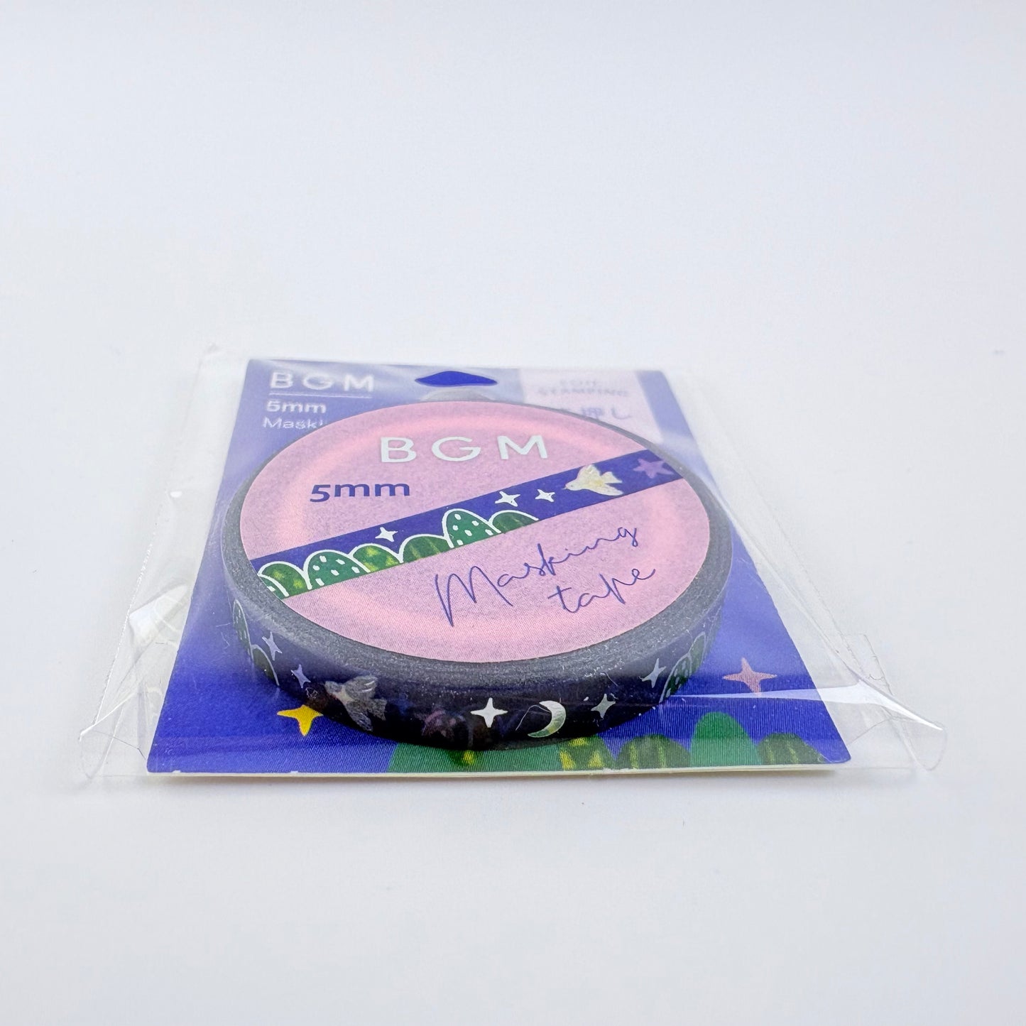 Washi páska BGM – Noční krajina s fóliovým zdobením, 5 mm × 5 m