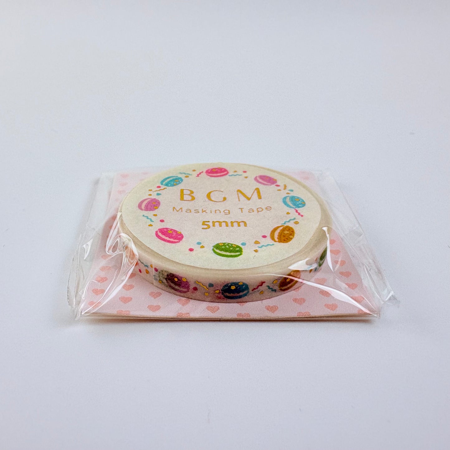 Washi páska BGM – Makronky s fóliovým zdobením, 5 mm × 5 m