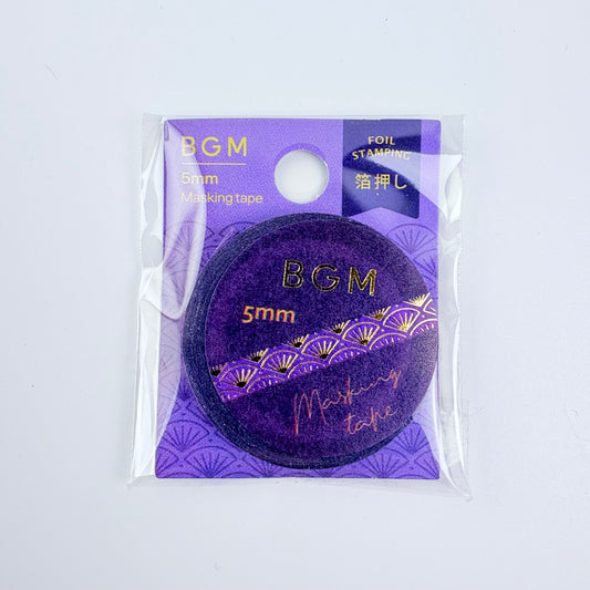 Washi páska BGM – Seigaiha s fóliovým zdobením, 5 mm × 5 m