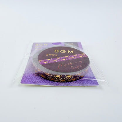 Washi páska BGM – Seigaiha s fóliovým zdobením, 5 mm × 5 m