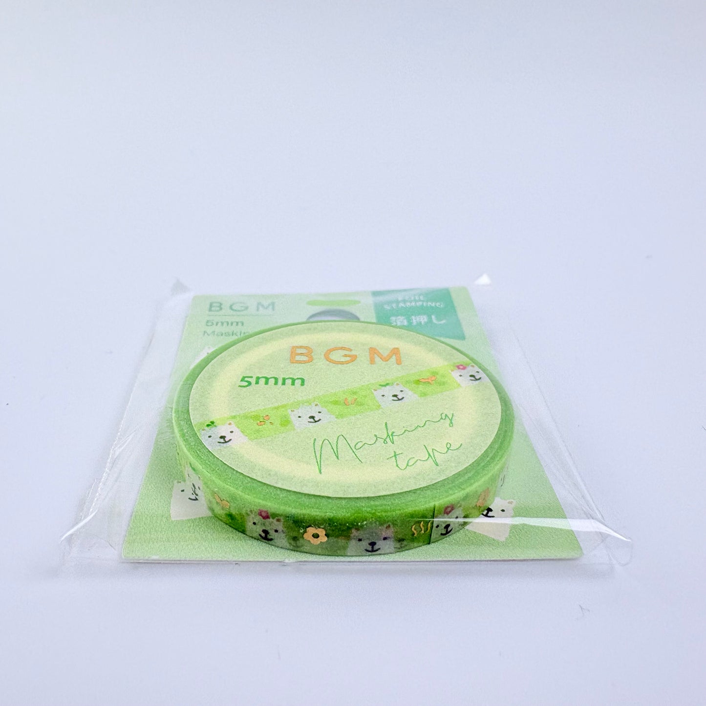 Washi páska BGM – Alpaky se zlatým fóliovým zdobením, 5 mm × 5 m