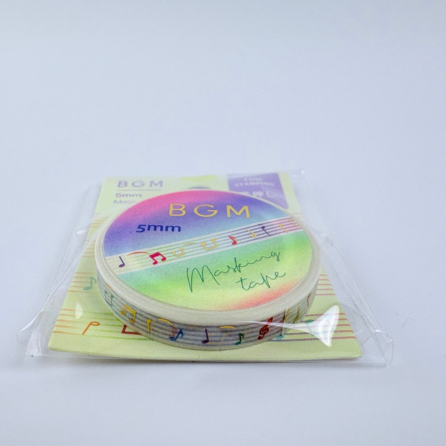 Washi páska BGM – Noty s fóliovým zdobením, 5 mm × 5 m