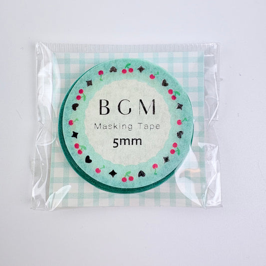 Washi páska BGM – Třešně a srdíčka, 5 mm × 5 m