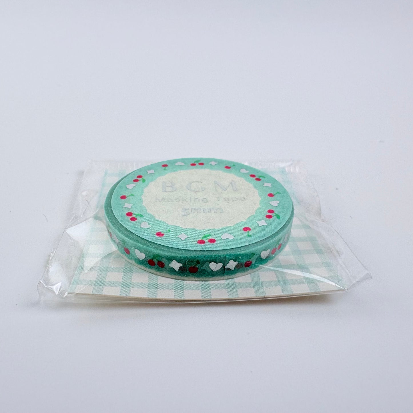 Washi páska BGM – Třešně a srdíčka, 5 mm × 5 m