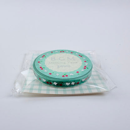 Washi páska BGM – Třešně a srdíčka, 5 mm × 5 m