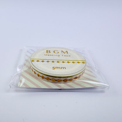 Washi páska BGM – zlaté kosočtverce, 5 mm × 5 m