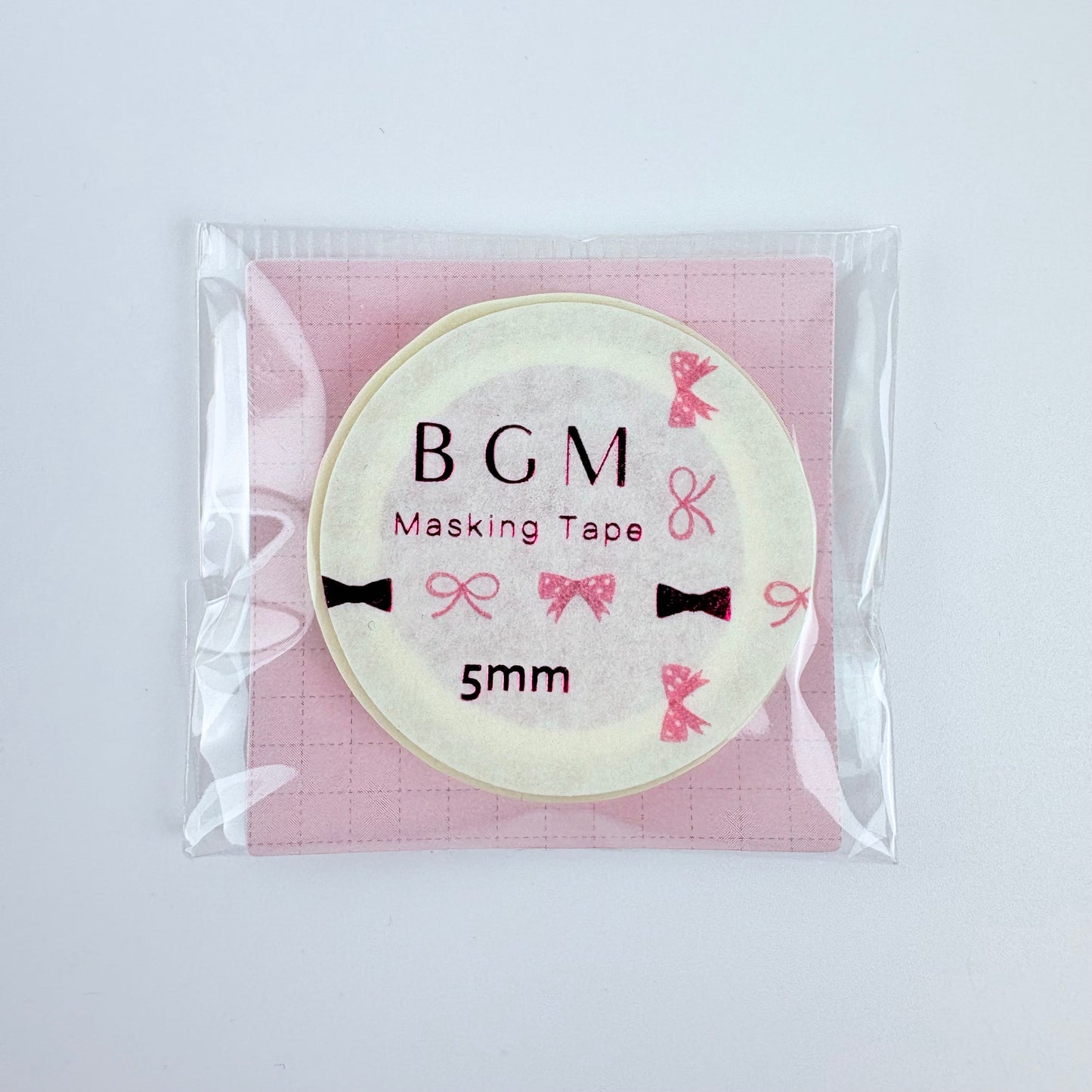 Washi páska BGM – Růžové mašličky, 5 mm × 5 m