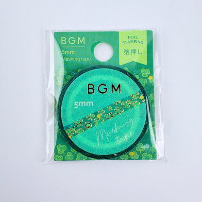 Washi páska BGM – Zlaté čtyřlístky, 5 mm × 5 m