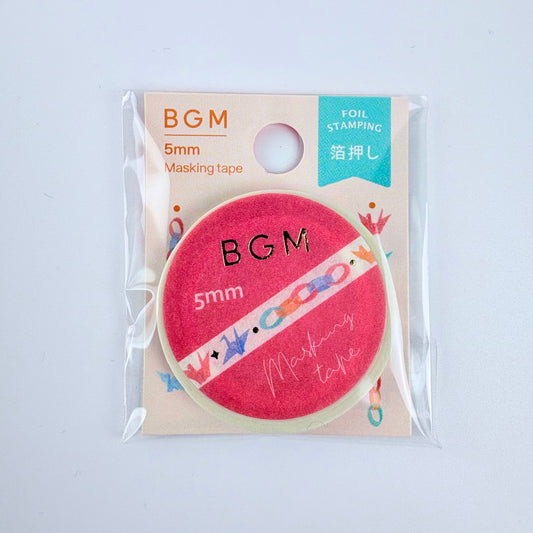 Washi páska BGM – Barevní jeřábi a kroužky, 5 mm × 5 m