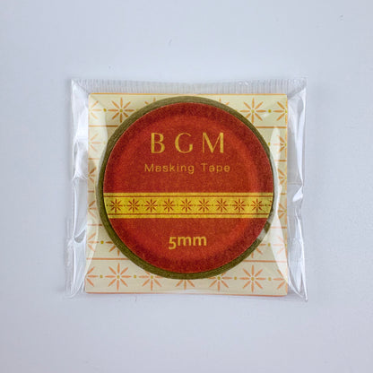 Washi páska BGM – Oranžové hvězdicové ornamenty, 5 mm × 5 m
