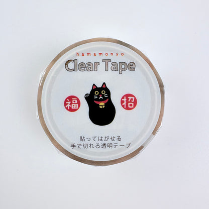 Průhledná dekorativní páska HAMAMONYO – Maneki neko pro štěstí, 15 mm × 3 m