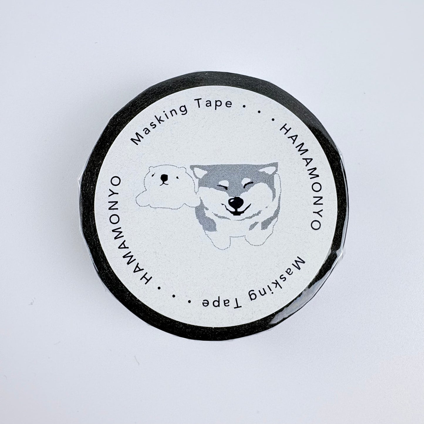 Washi páska HAMAMONYO – Shiba na černém pozadí, 15 mm × 5 m