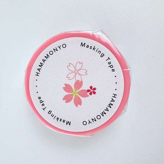 Washi páska HAMAMONYO – Sakura na růžovém podkladu, 15 mm × 5 m