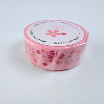 Washi páska HAMAMONYO – Sakura na růžovém podkladu, 15 mm × 5 m
