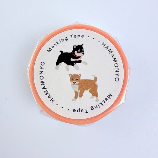 Washi páska HAMAMONYO – Kuro Shiba & Shiba inu, 15 mm × 5 m