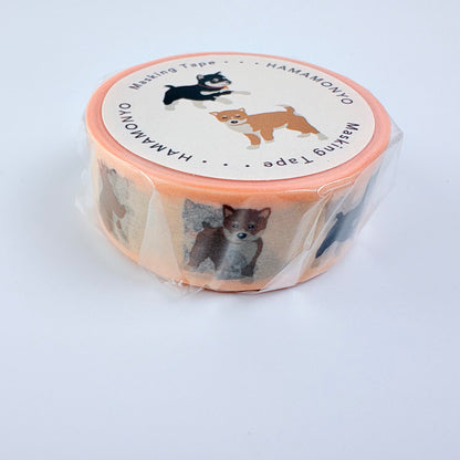 Washi páska HAMAMONYO – Kuro Shiba & Shiba inu, 15 mm × 5 m