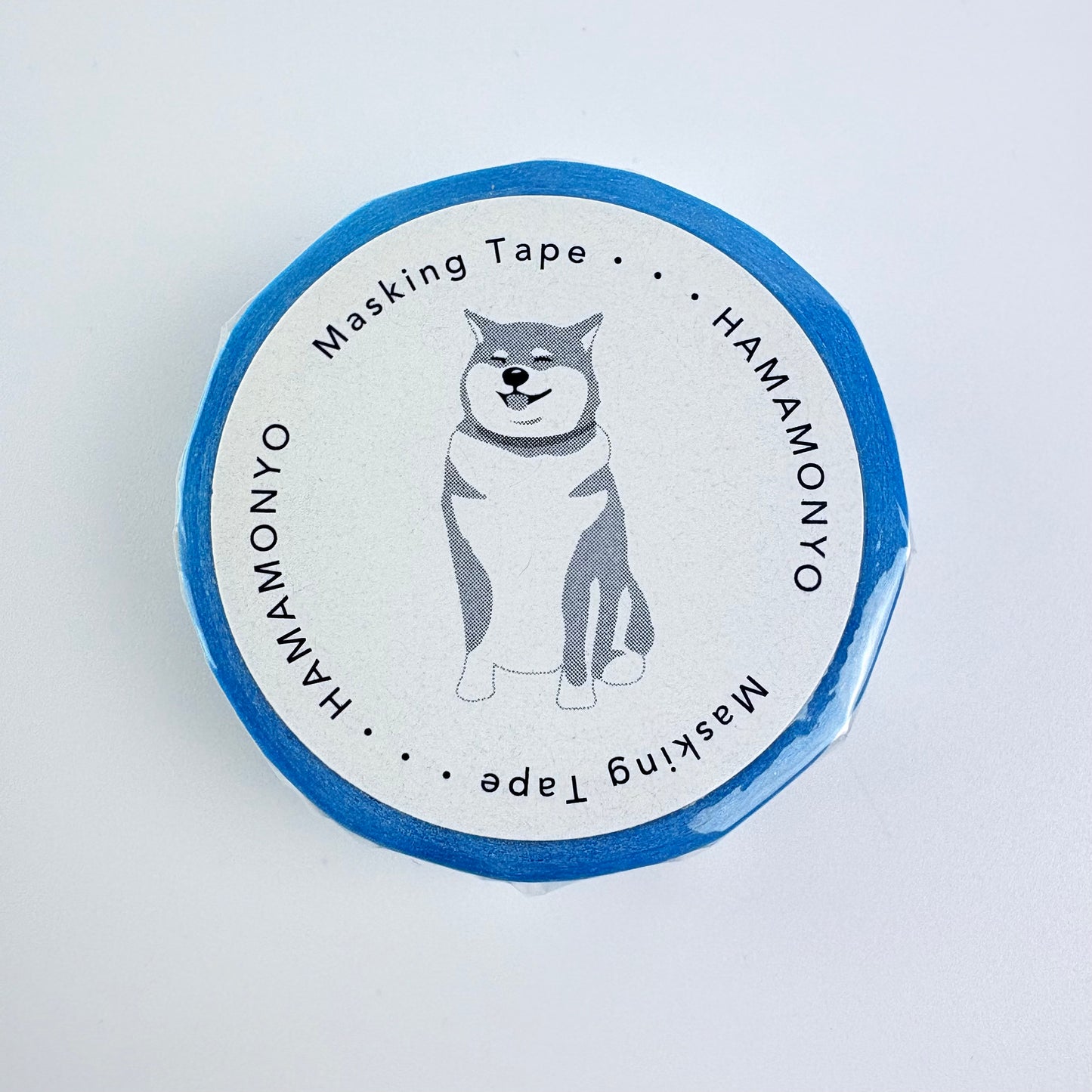 Washi páska HAMAMONYO – Shiba inu na modrém podkladu, 15 mm × 5 m