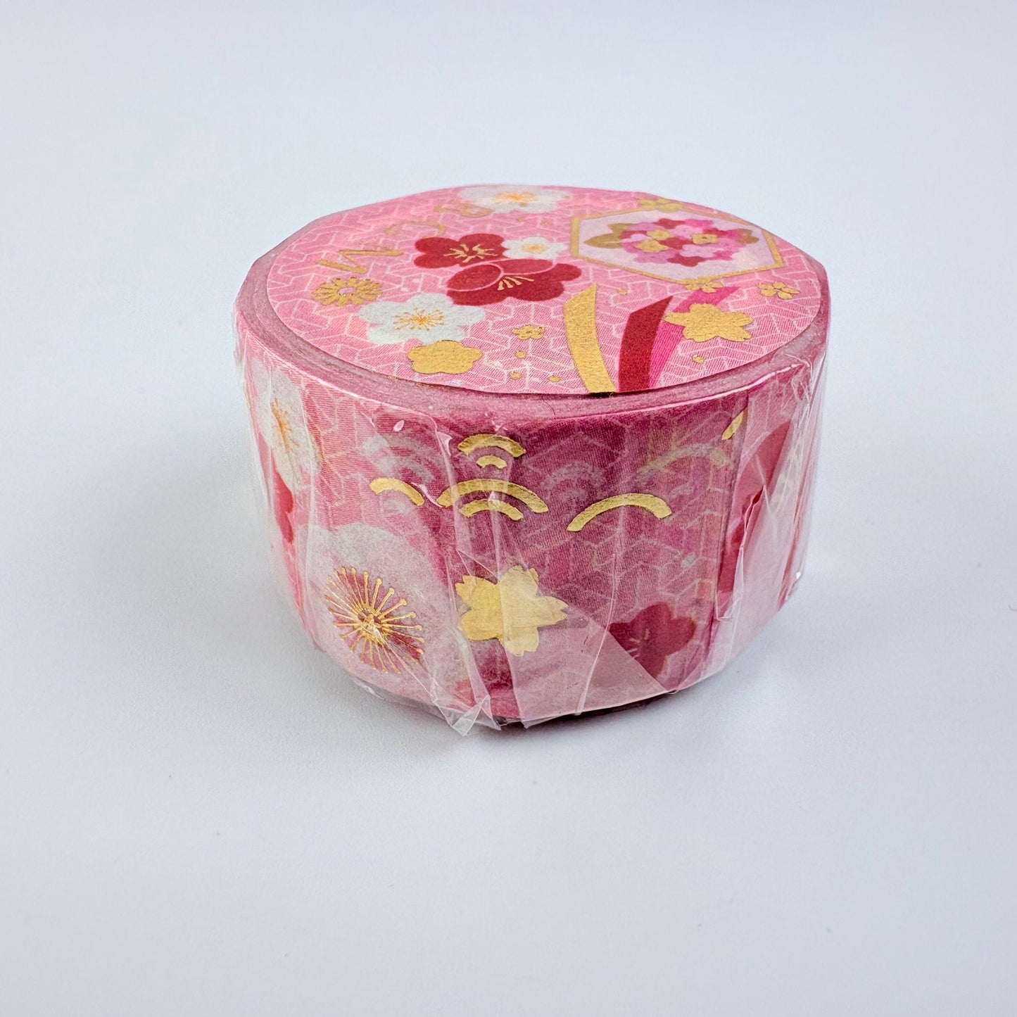 Washi páska BGM – Japonské květy se zlatými detaily, 20 mm × 5 m