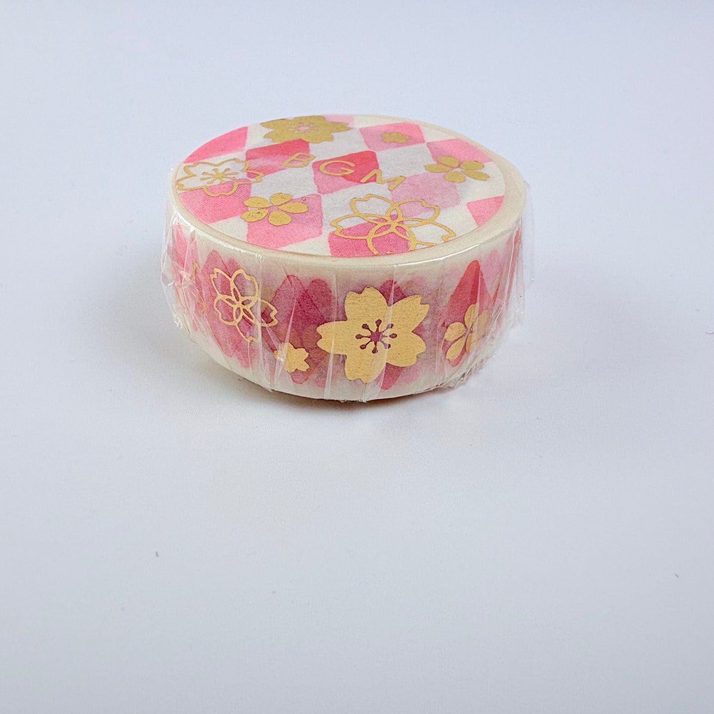 Washi páska BGM – Sakura a růžové kosočtverce, 15 mm × 7 m
