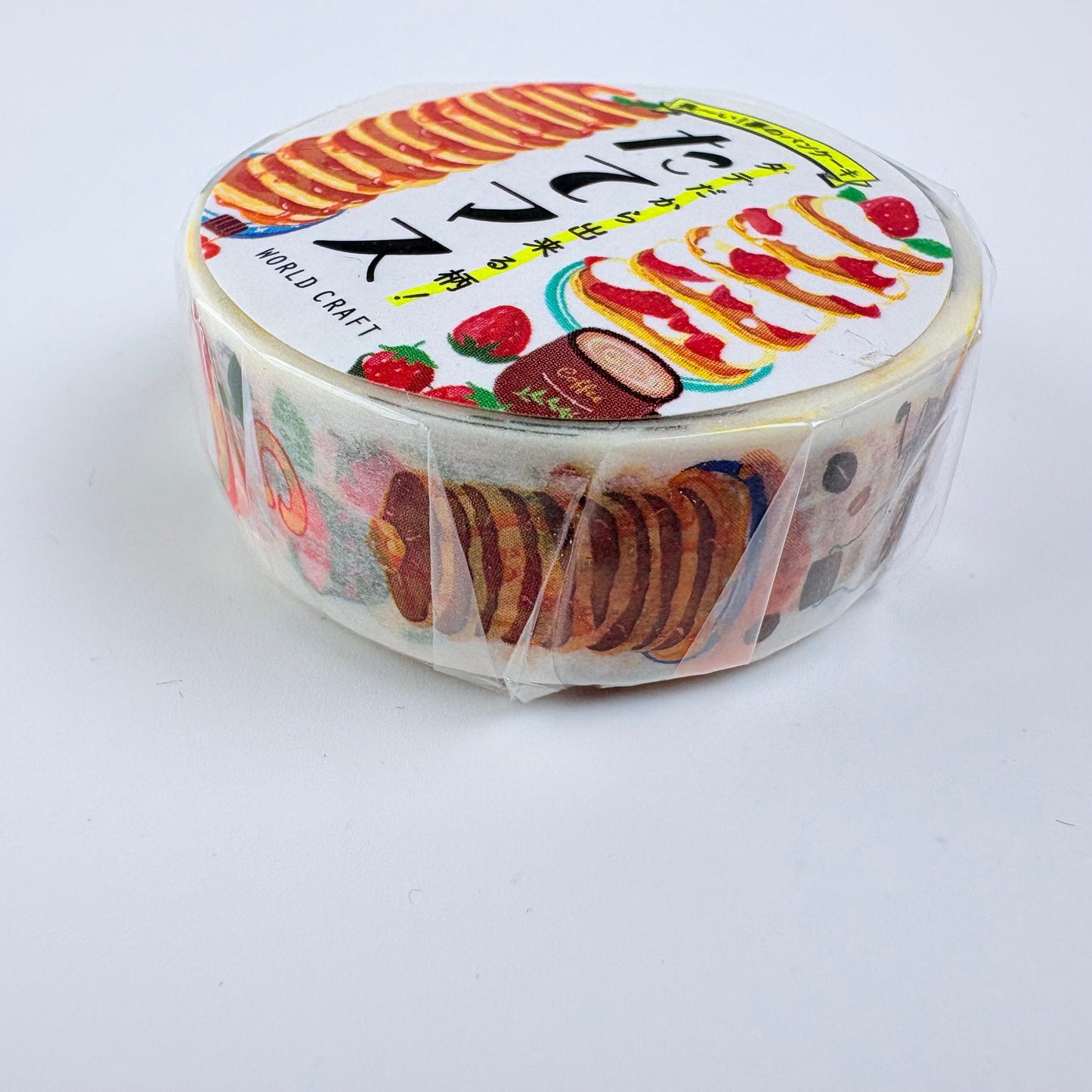 Washi páska WORLD CRAFT – Palačinky a jahody, 15 mm × 7 m