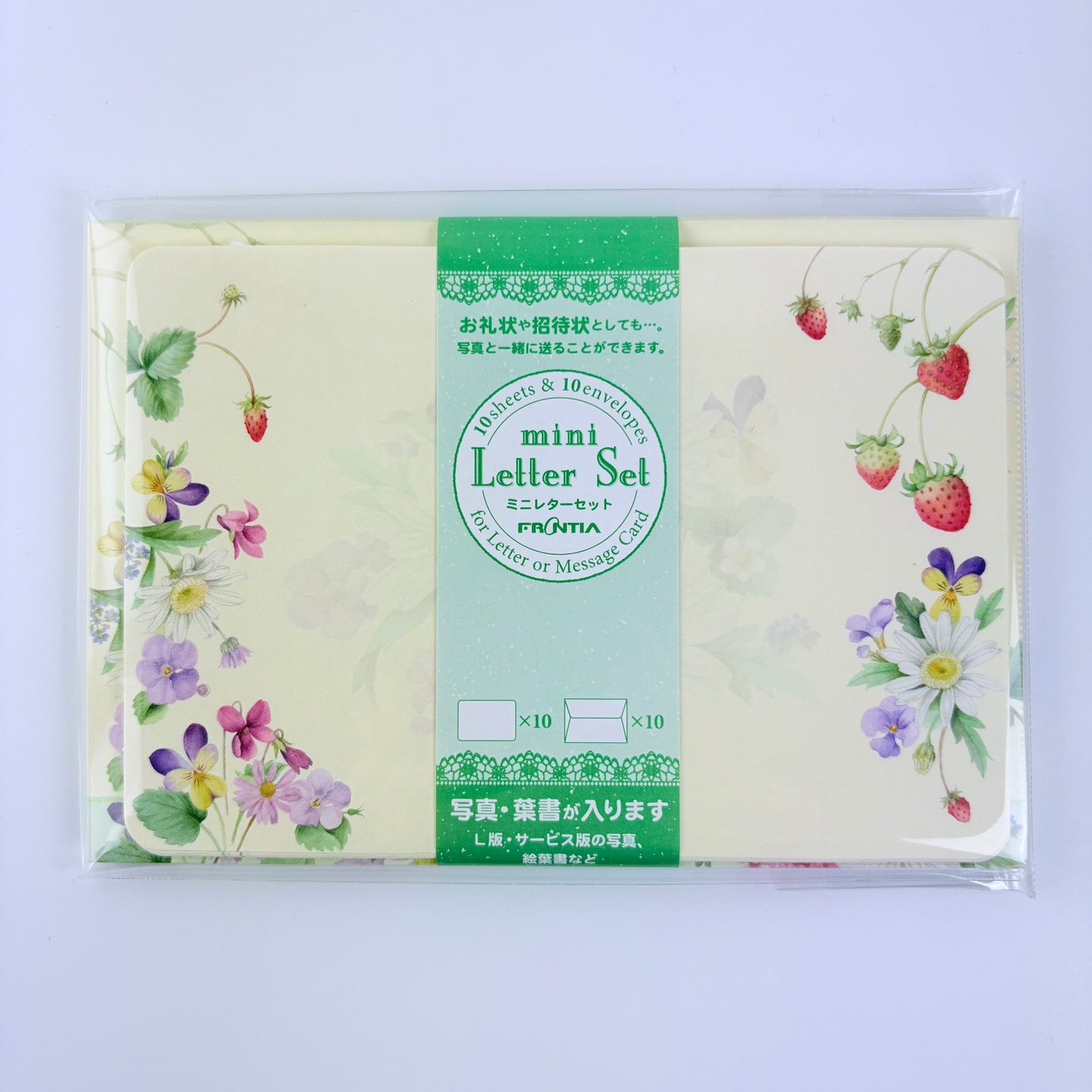 Dopisní sada Jahody a květy s kartičkami Made in Japan