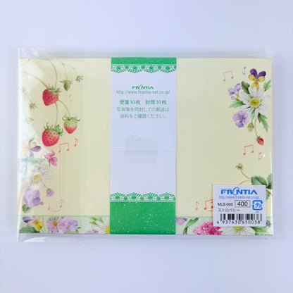 Dopisní sada Jahody a květy s kartičkami Made in Japan